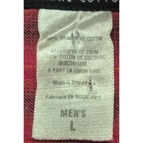 VTG Patagonia men's red/black check shirt LG button up LS Organic Cotton pocket - Picture 7 of 14